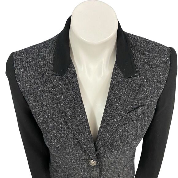 Jessica Simpson Blazer Womens 7/8 Black Colorblock Work Office Jacket Corpcore - Picture 8 of 16